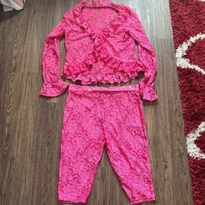 Pink 2 pc lace set